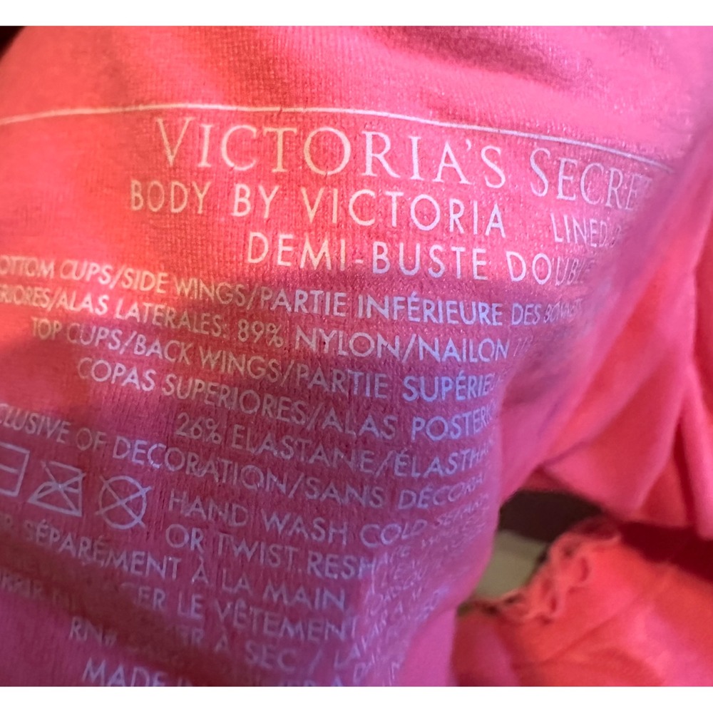 Victoria Secret Body by Victoria Lined Demi Lace Bra Neon Pink 32DD 36012488 - Picture 5 of 8